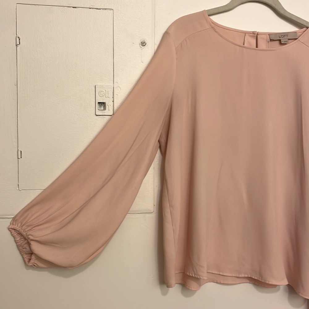 LOFT Pink Blouson Sleeve Blouse - Size Small